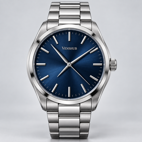 Navy Meridian Steel Watch