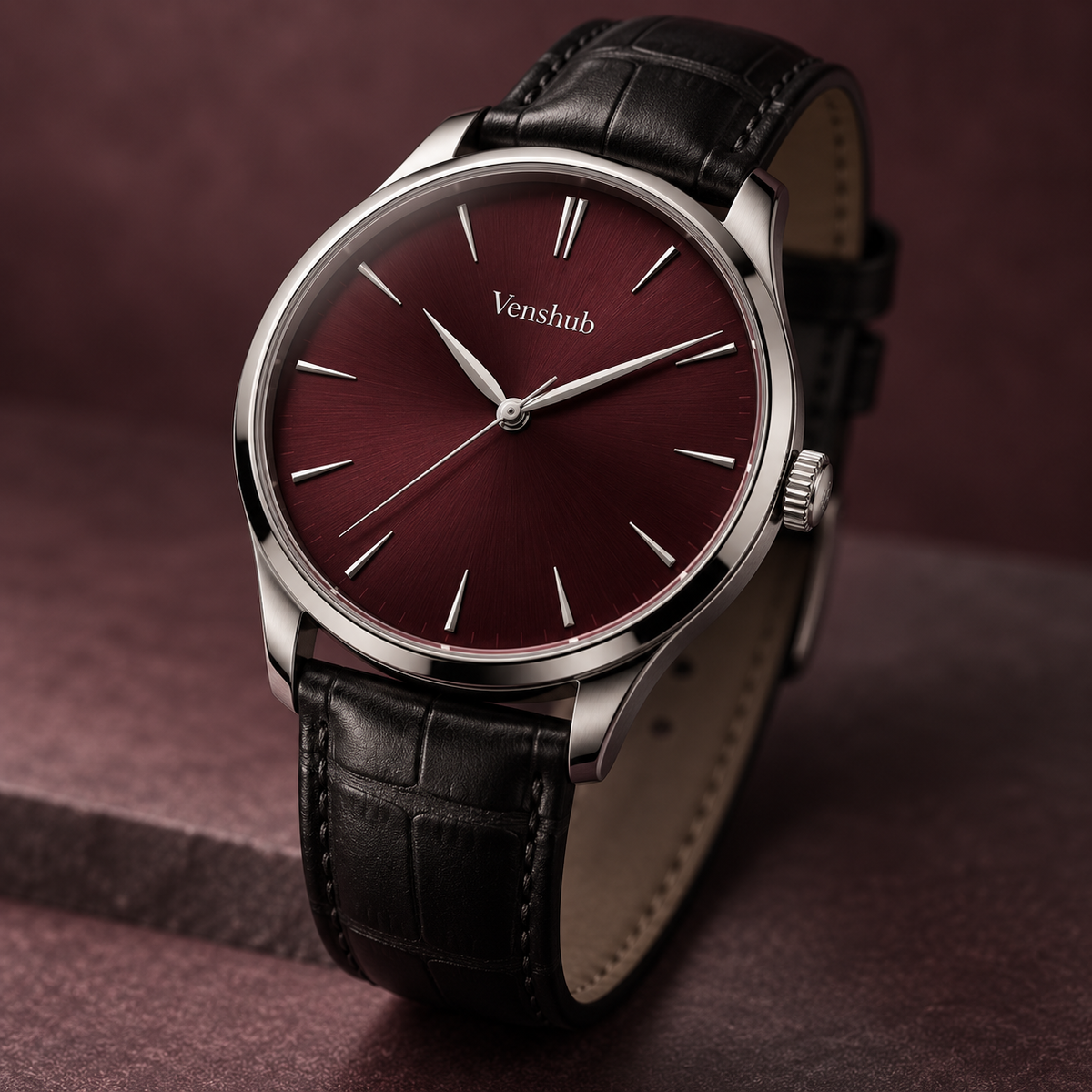 Burgundy Dial Dress Watch