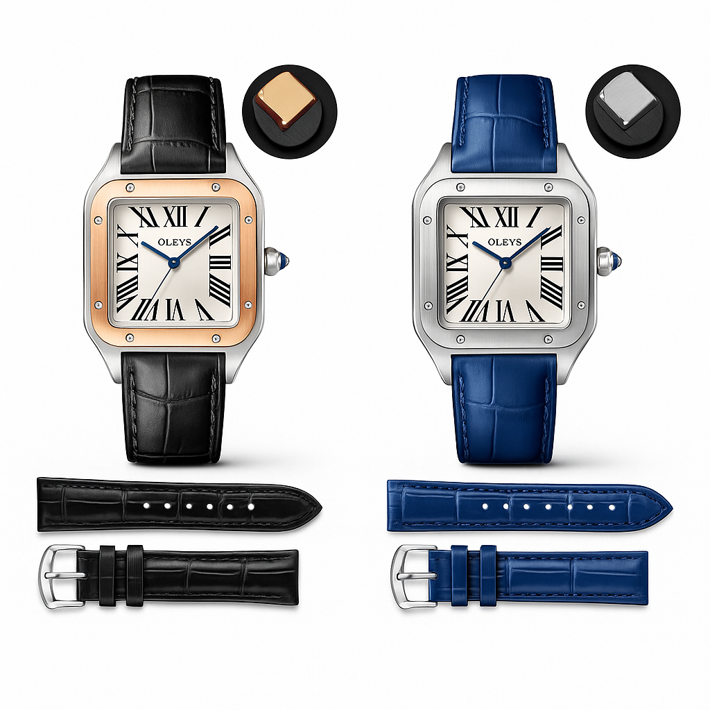 Watch Product Black Leather Olevs Line